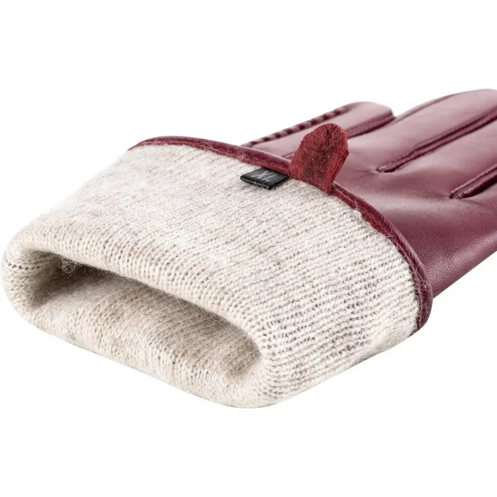 Women's Genuine Sheepskin Leather Gloves Winter Warm  Driving Dress Gloves Red